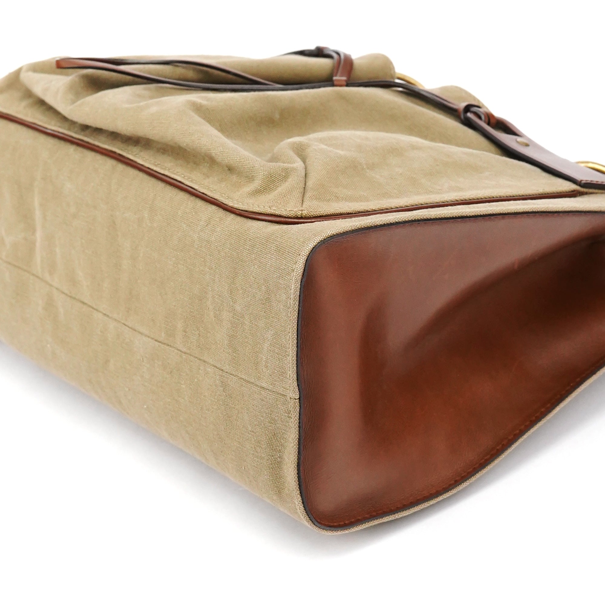 109138 Beige Canvas Bamboo Tote Bag