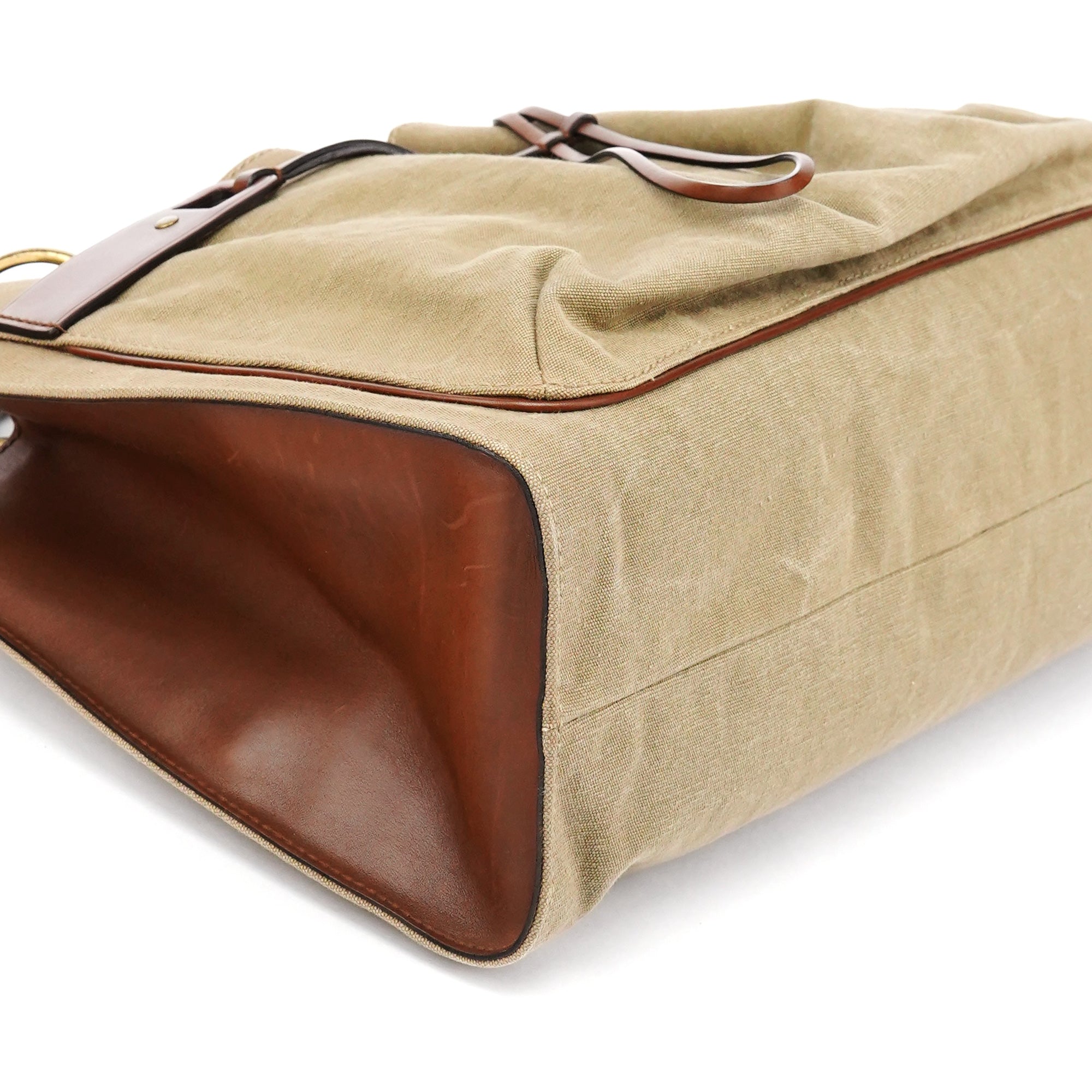 109138 Beige Canvas Bamboo Tote Bag