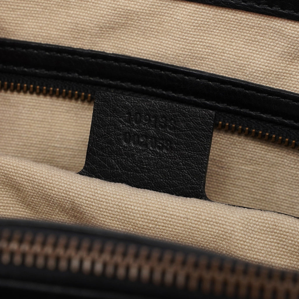 109138 Black Calfskin Bamboo Dual Handle Bag
