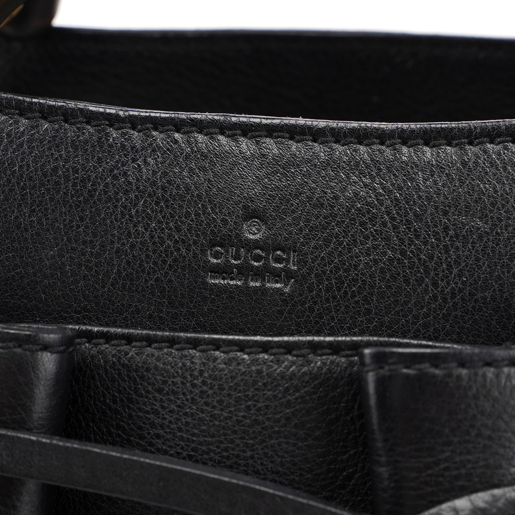 109138 Black Calfskin Bamboo Dual Handle Bag