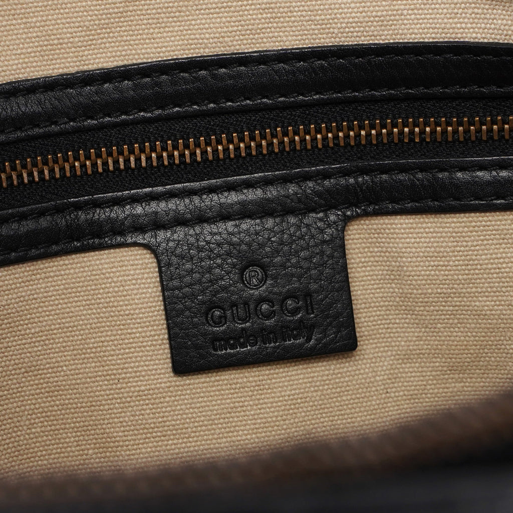 109138 Black Calfskin Bamboo Dual Handle Bag