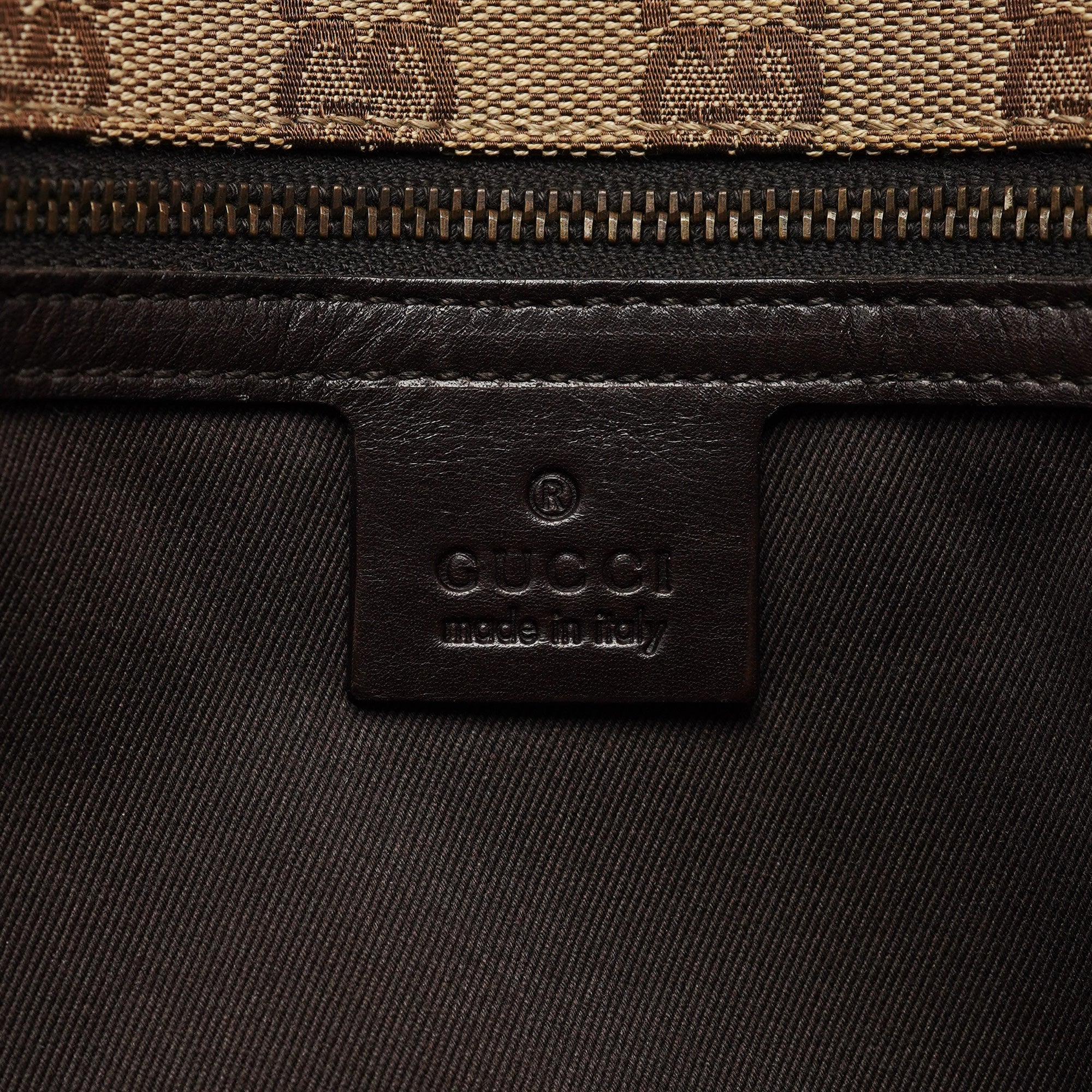 109140 Beige GG Leather Woven Handle Tote Bag