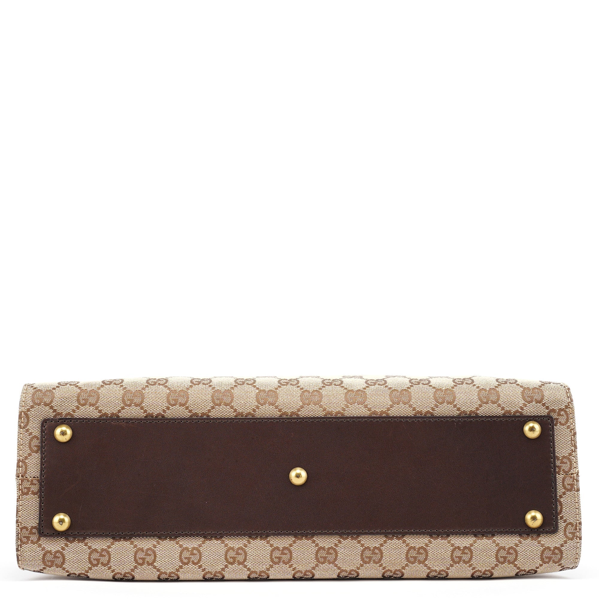 109140 Beige GG Leather Woven Handle Tote Bag