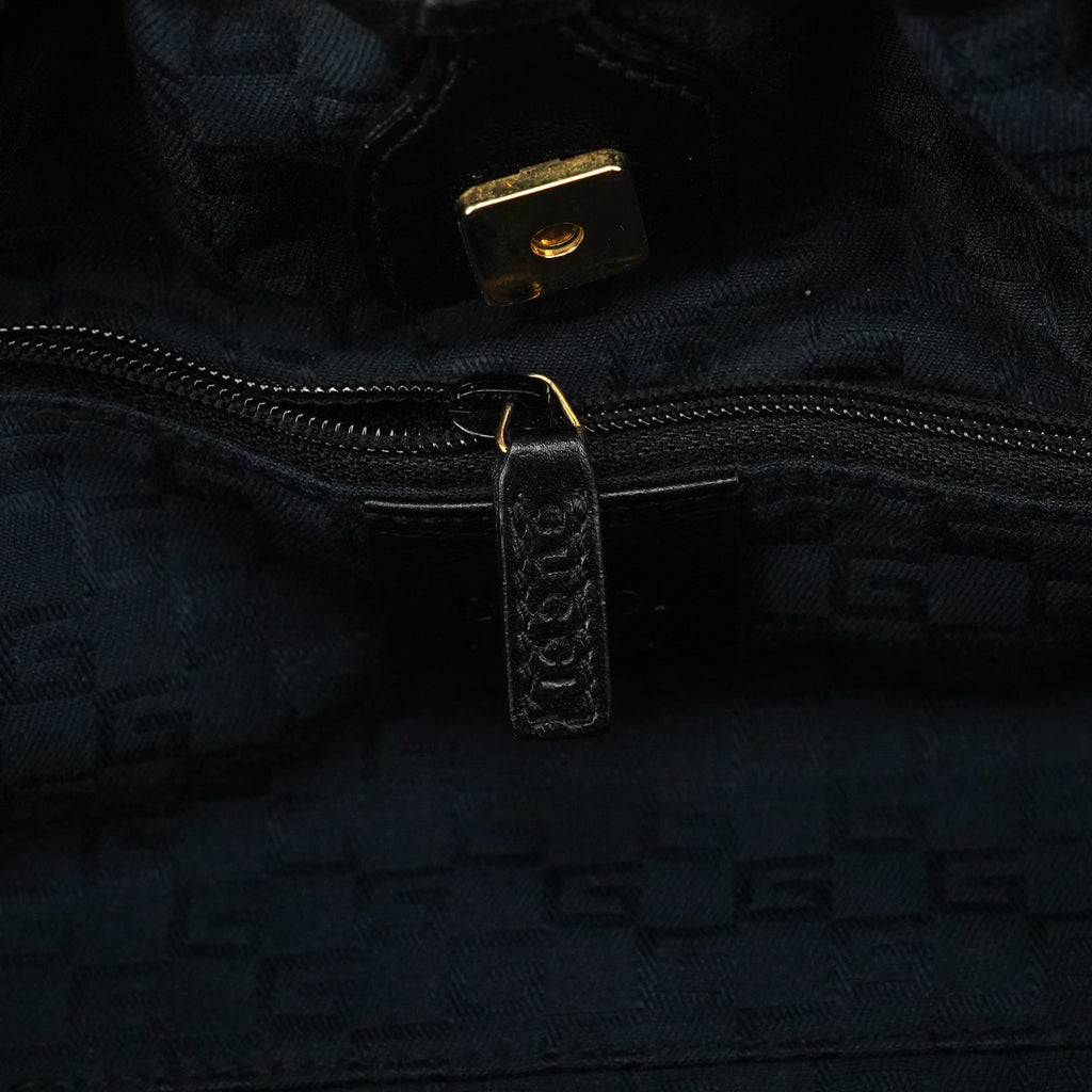109156 Black Calfskin Leather Ruched Shoulder Bag