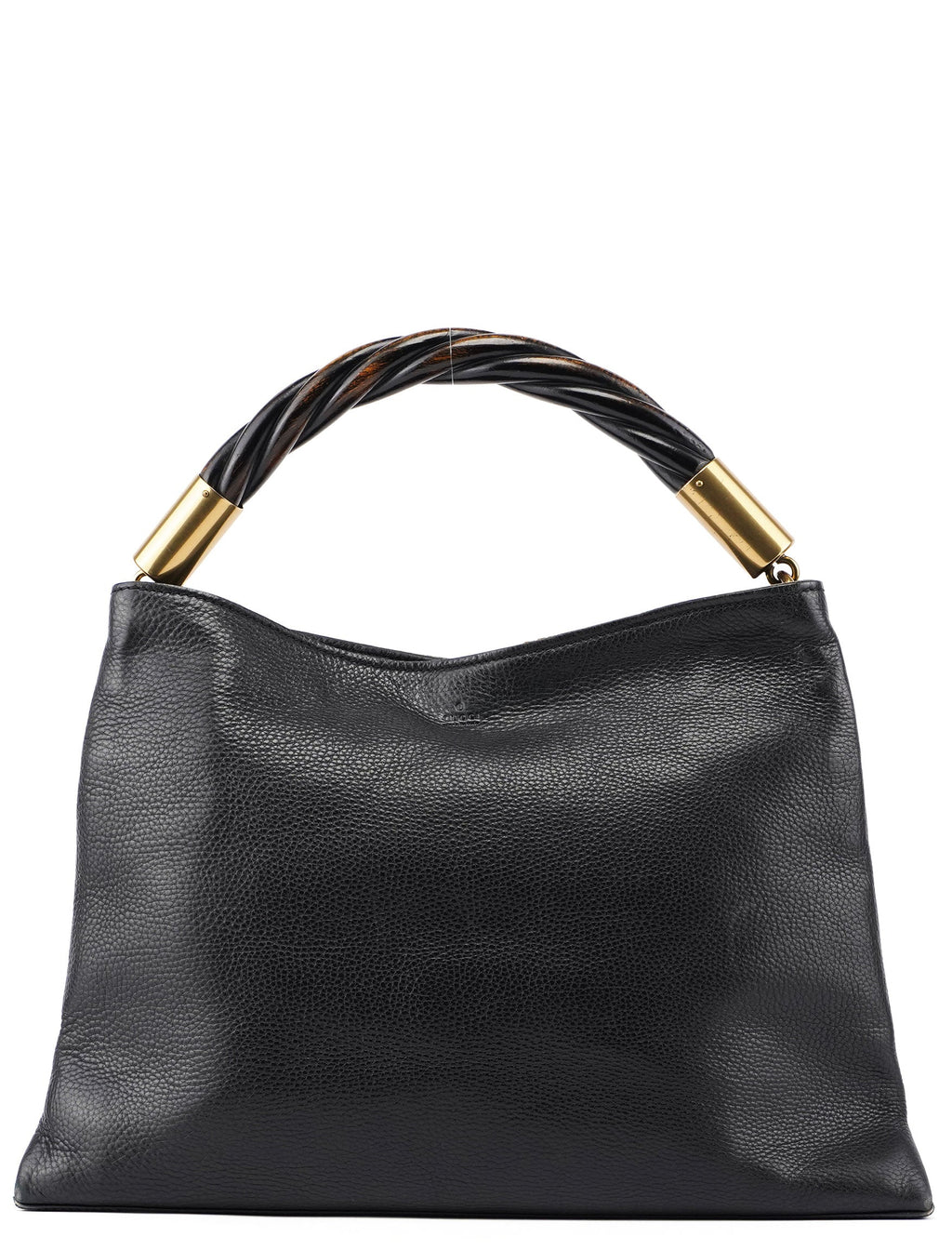 110177 Black Calfskin Knot Handle Bag