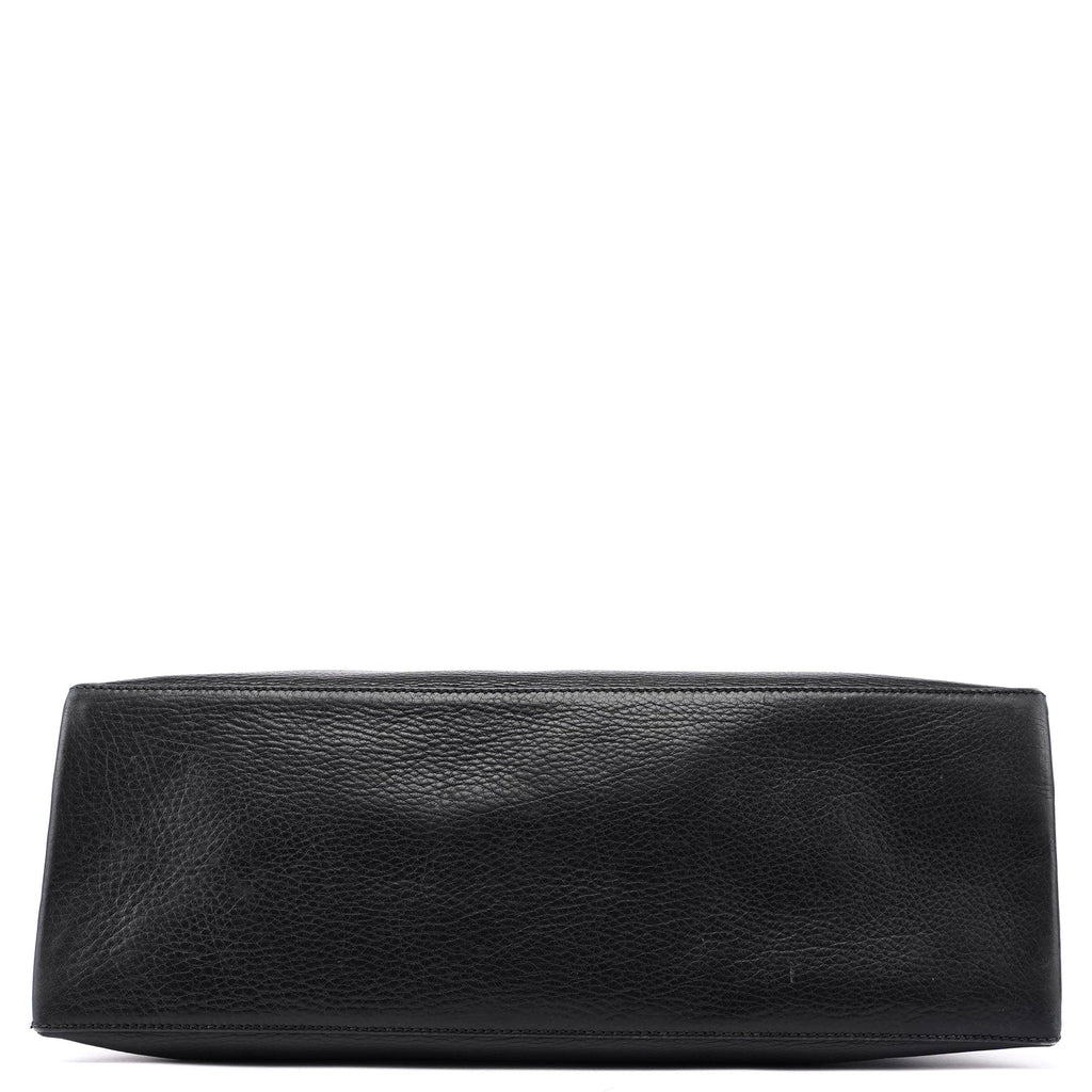 110177 Black Calfskin Knot Handle Bag