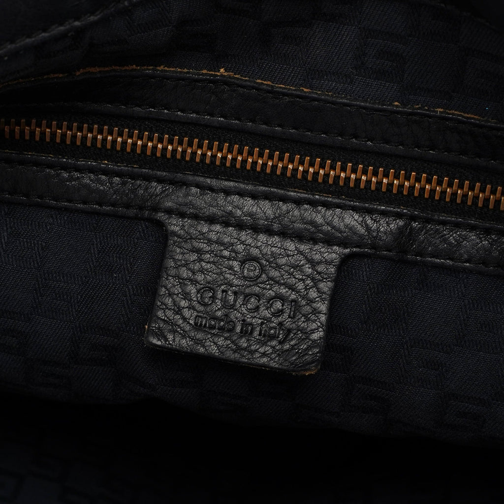 110177 Black Calfskin Knot Handle Bag