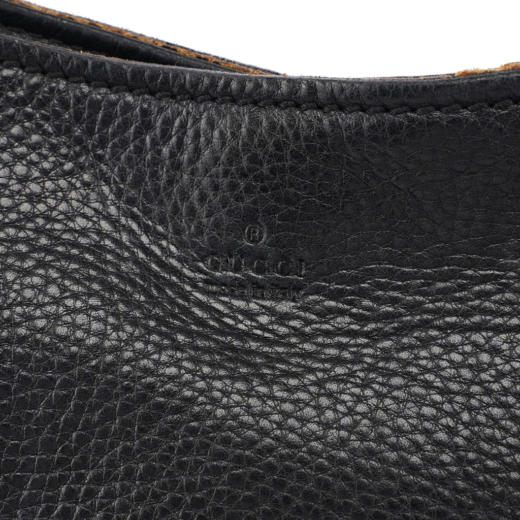 110177 Black Calfskin Knot Handle Bag