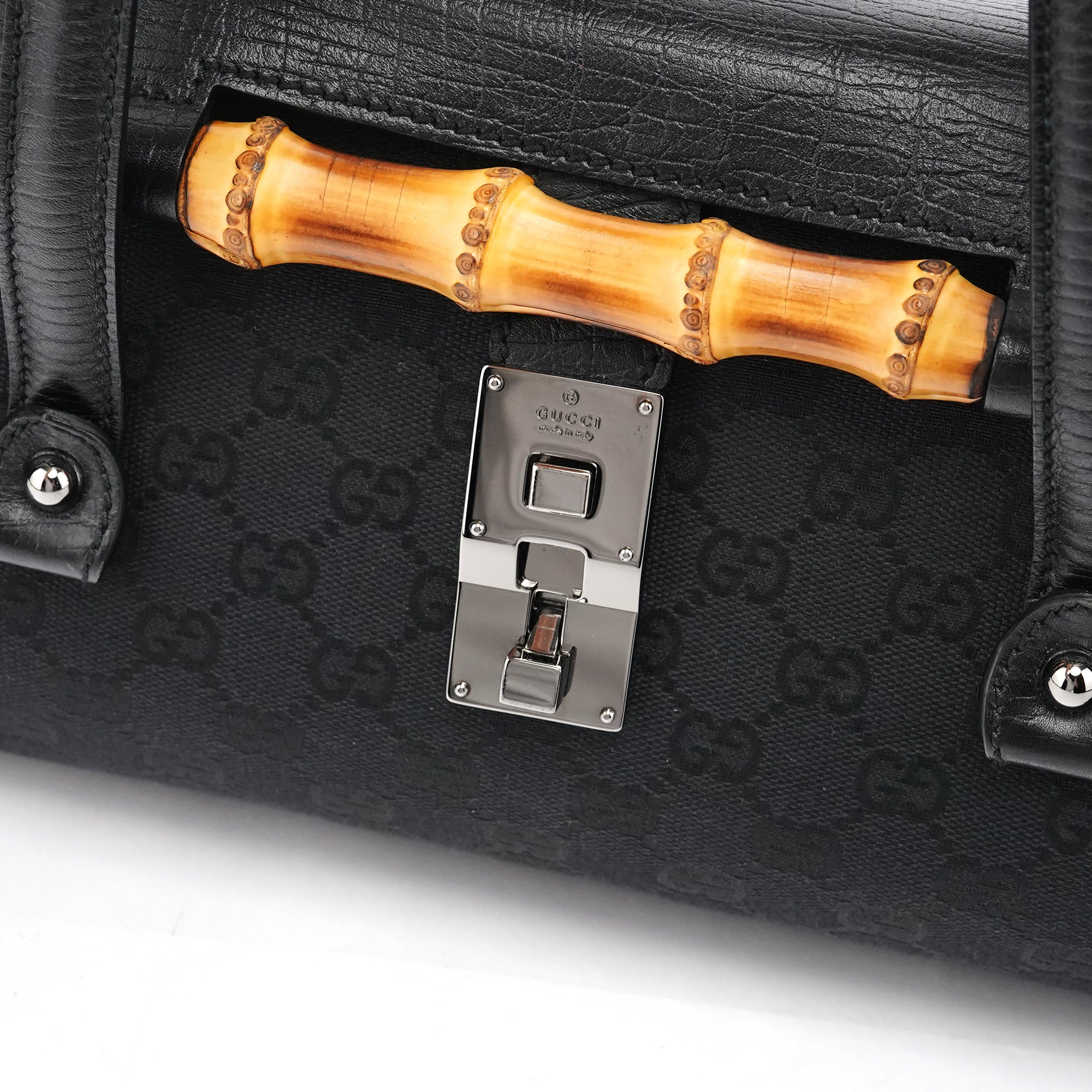 111713 Black GG Bamboo Bullet Lock Bag