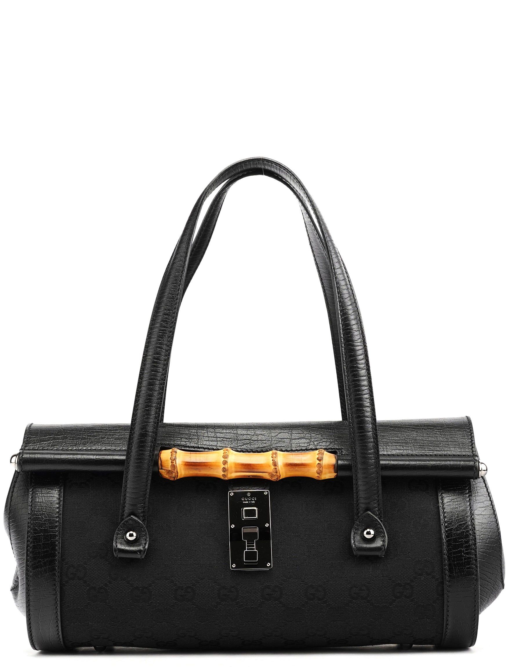 111713 Black GG Bamboo Bullet Lock Bag