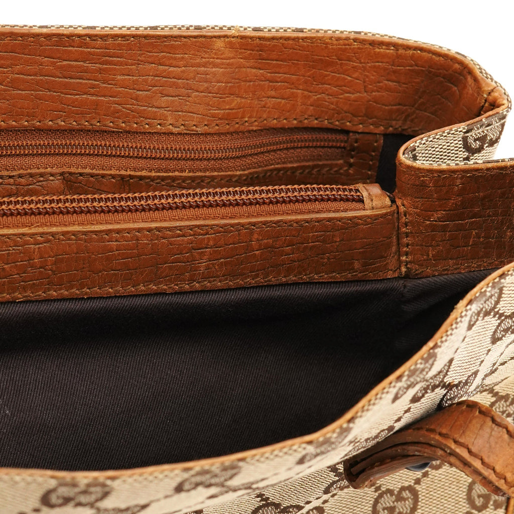 112526 Beige Brown GG Bamboo Tote Bag