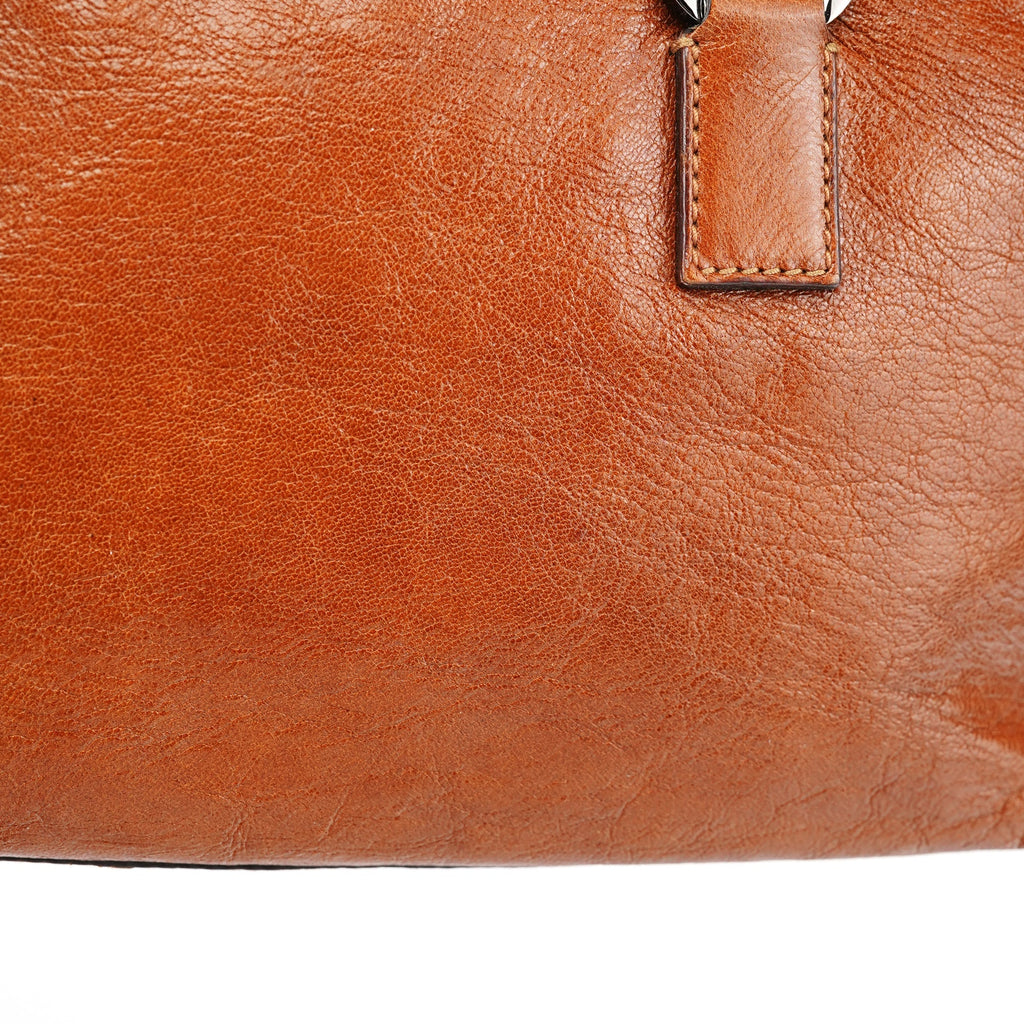 113009 Brown Leather Bowling Bag
