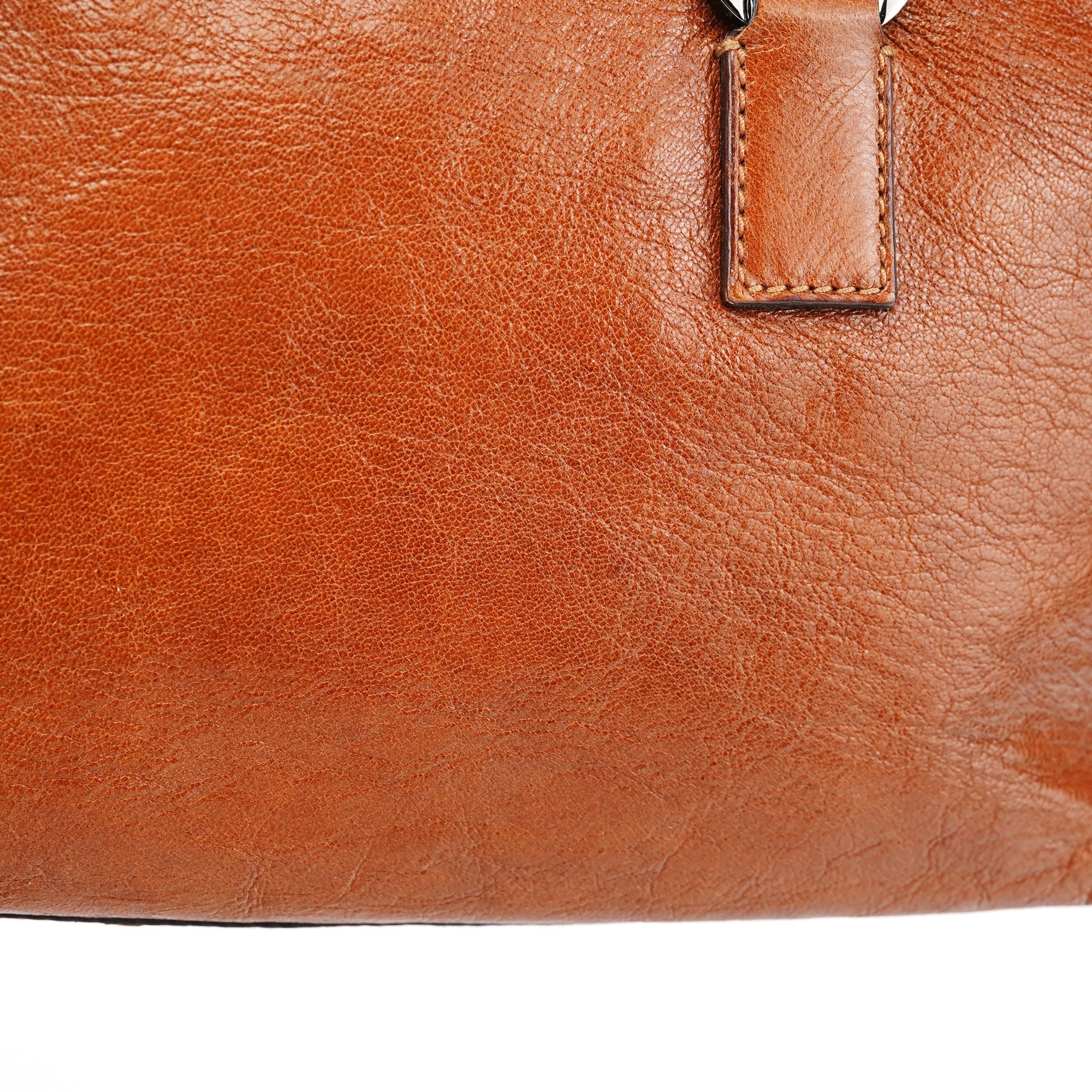 113009 Brown Leather Bowling Bag