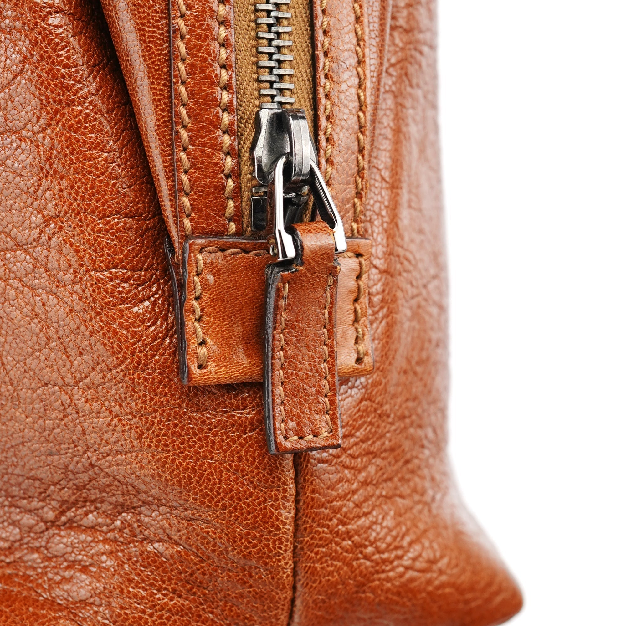 113009 Brown Leather Bowling Bag