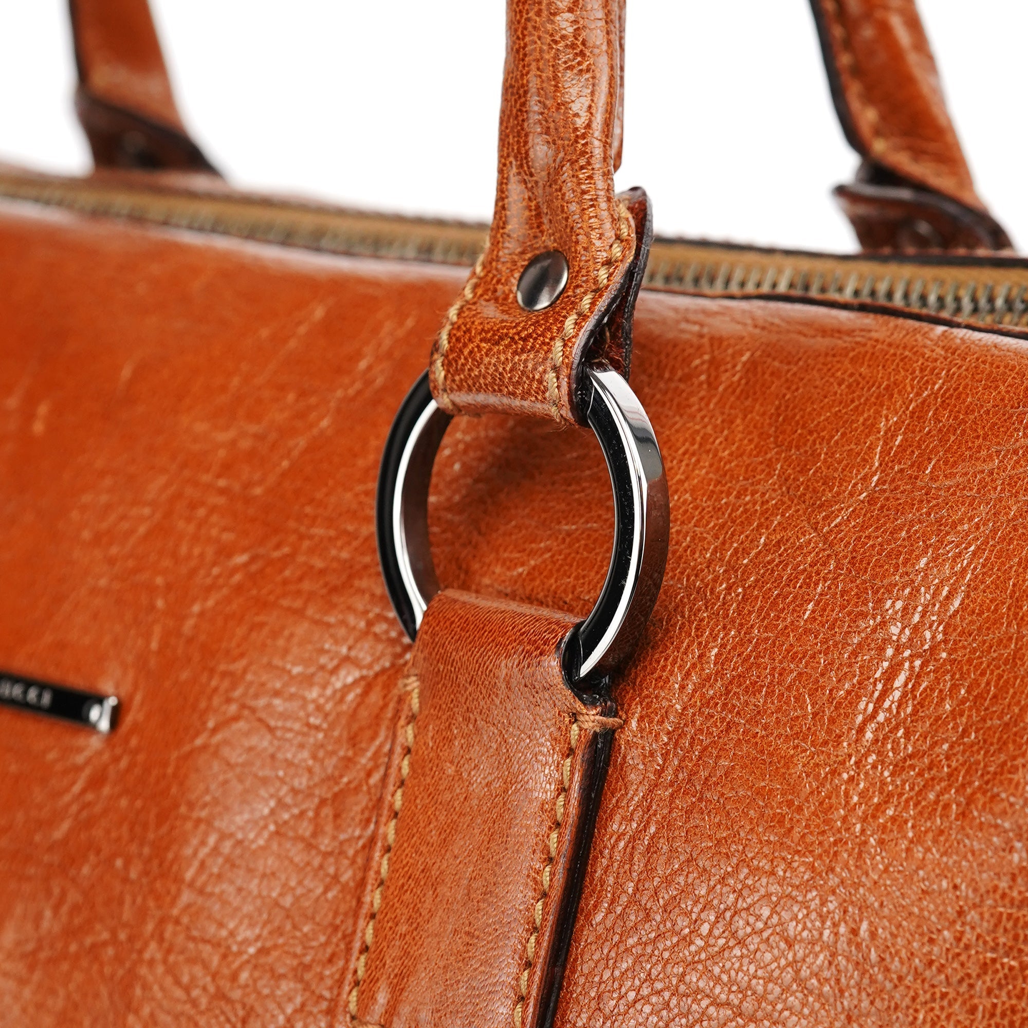 113009 Brown Leather Bowling Bag
