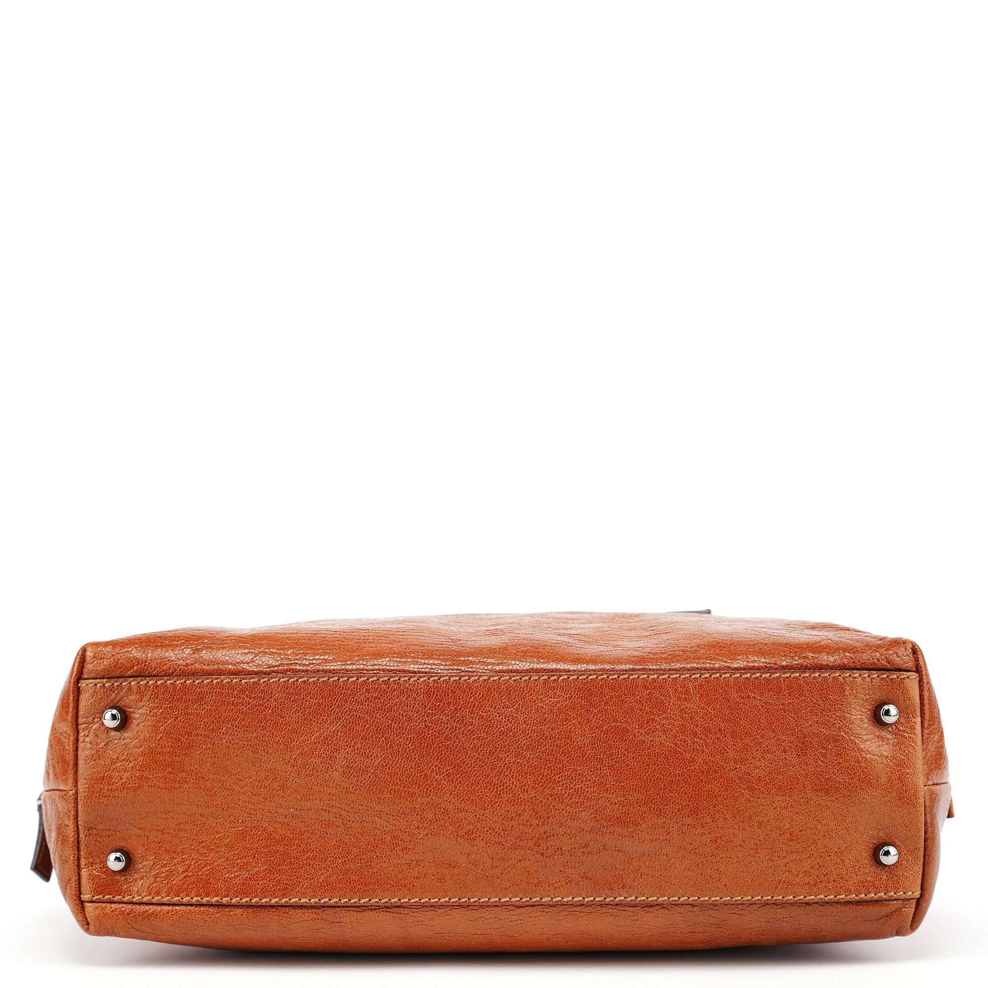 113009 Brown Leather Bowling Bag