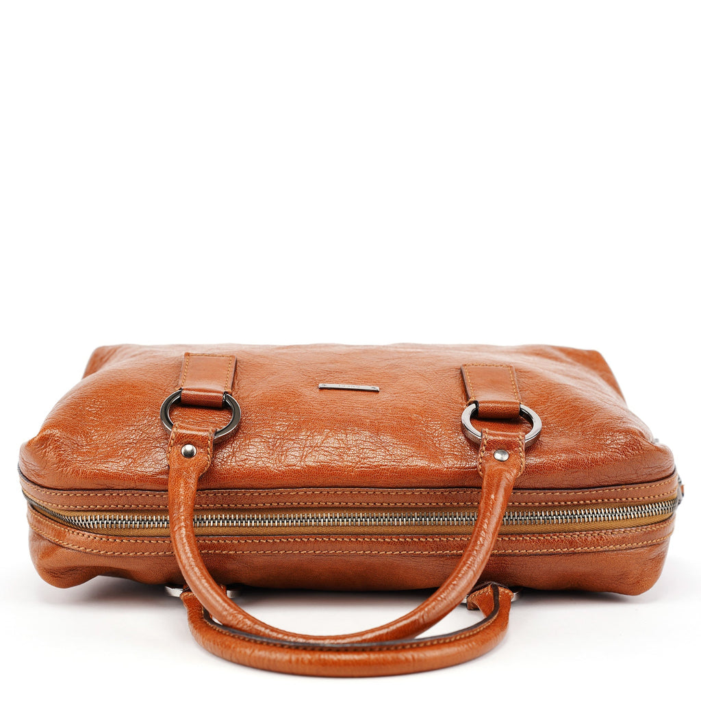 113009 Brown Leather Bowling Bag