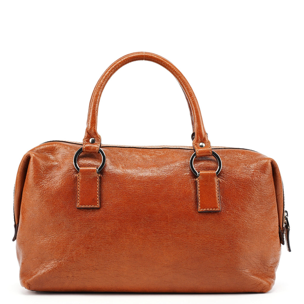 113009 Brown Leather Bowling Bag