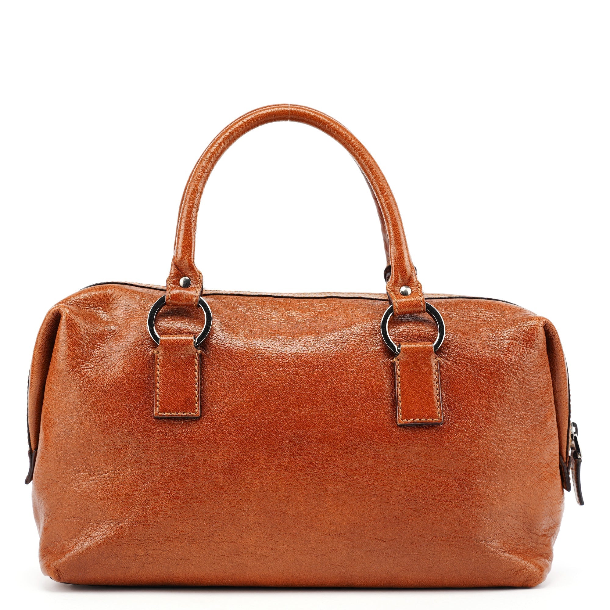 113009 Brown Leather Bowling Bag