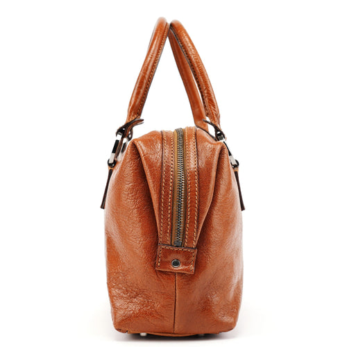 113009 Brown Leather Bowling Bag