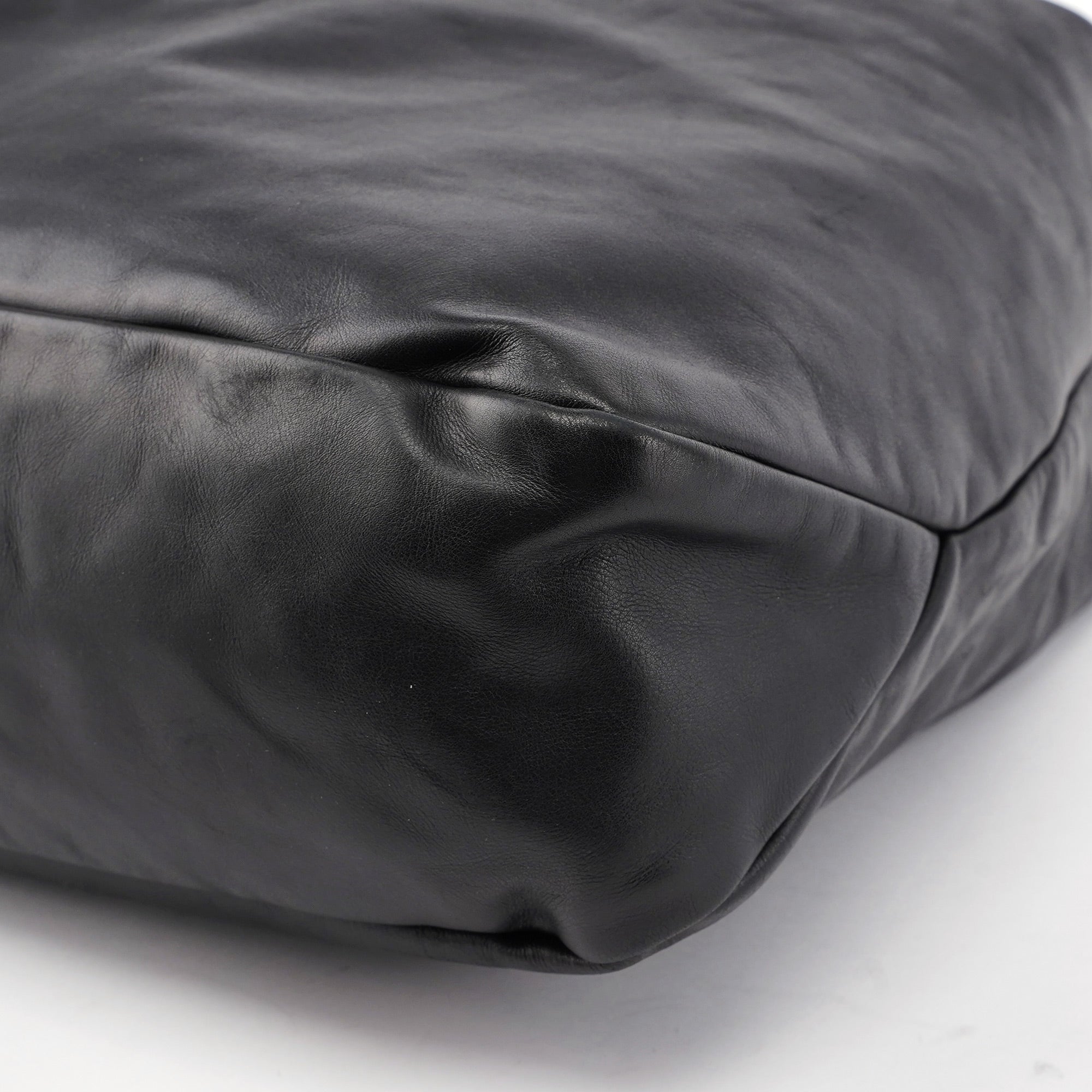 114900 Large Black Calfskin Horsebit Bag