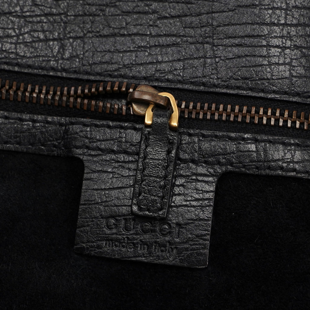 114900 Large Black Calfskin Horsebit Bag