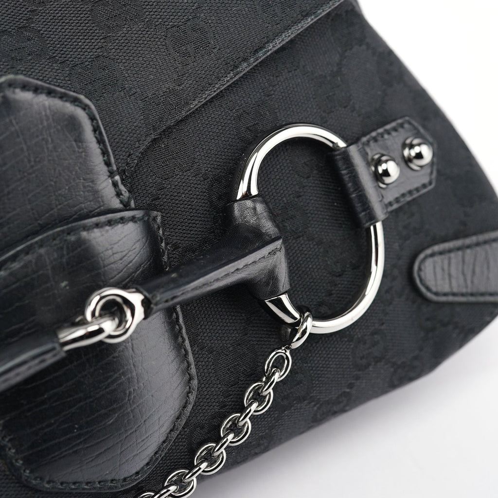 114915 Black GG Horsebit Shoulder Bag