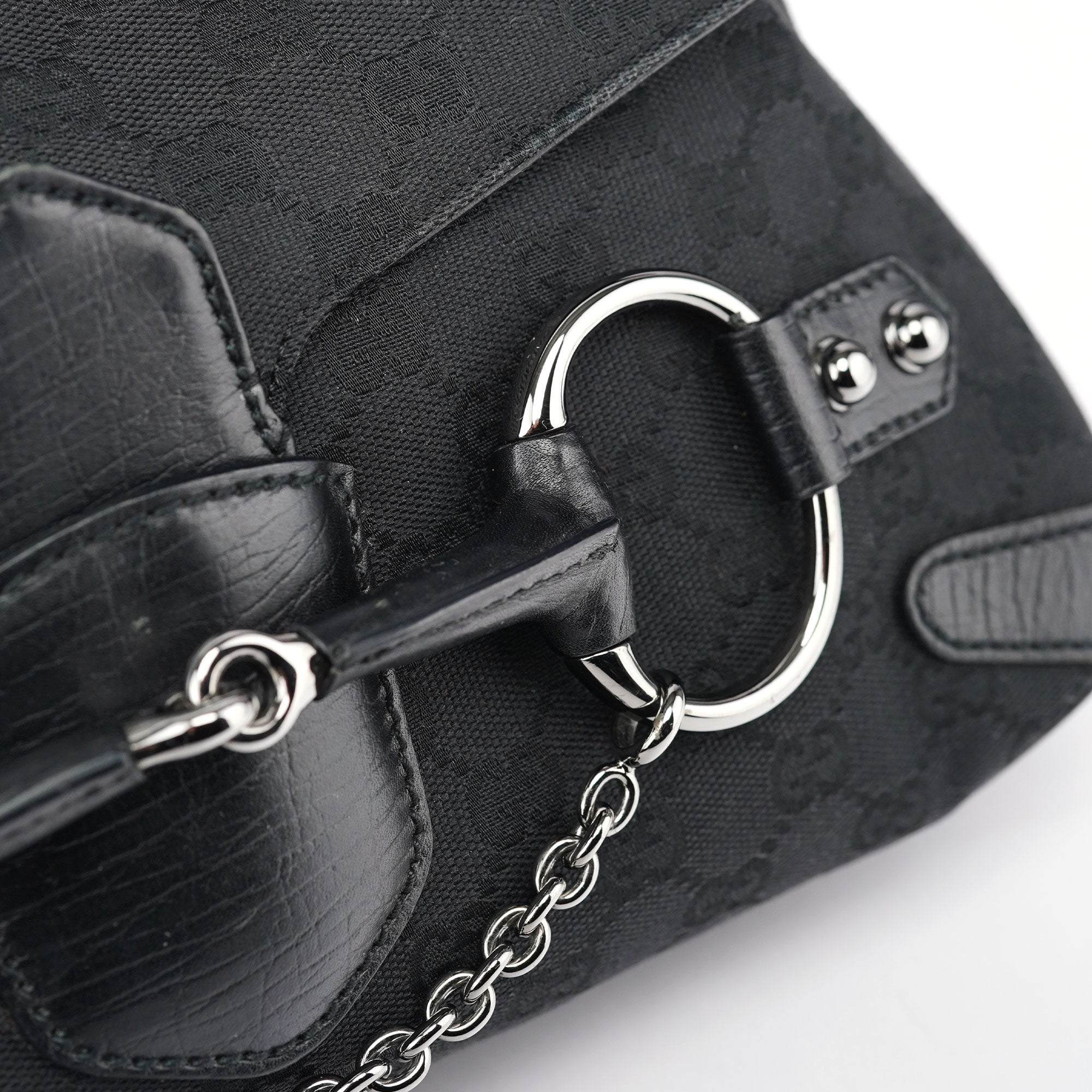 114915 Black GG Horsebit Shoulder Bag
