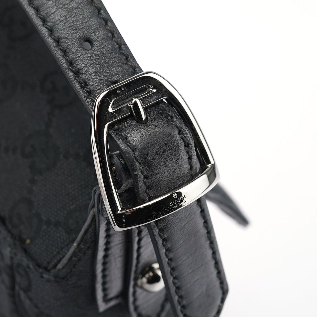 114915 Black GG Horsebit Shoulder Bag