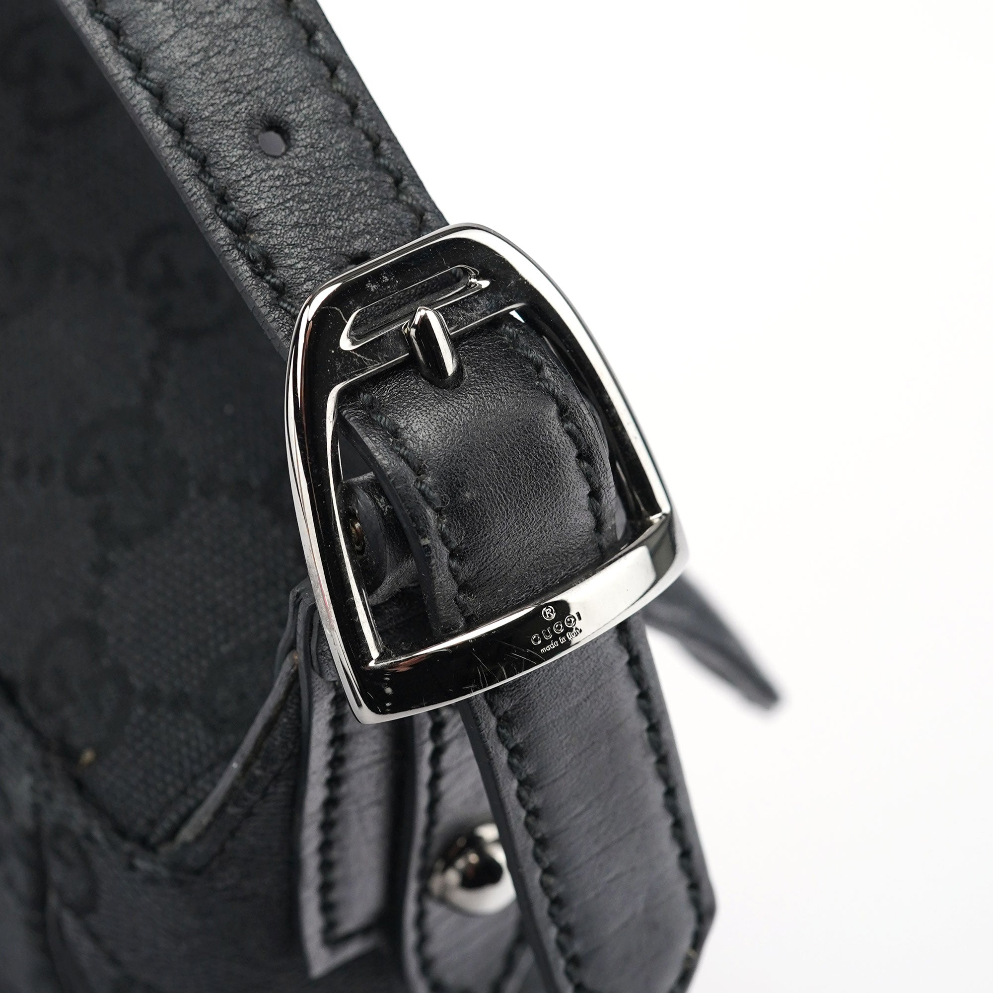 114915 Black GG Horsebit Shoulder Bag