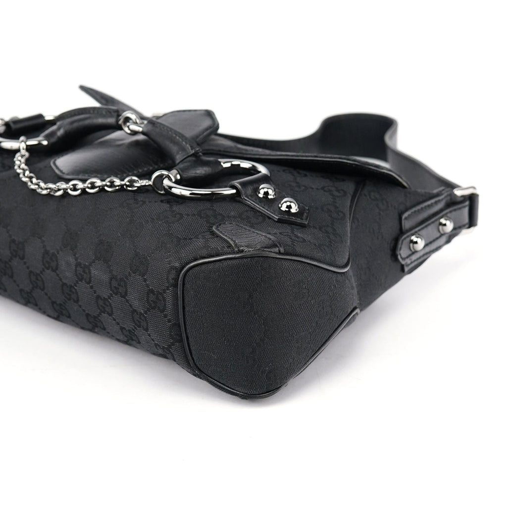 114915 Black GG Horsebit Shoulder Bag