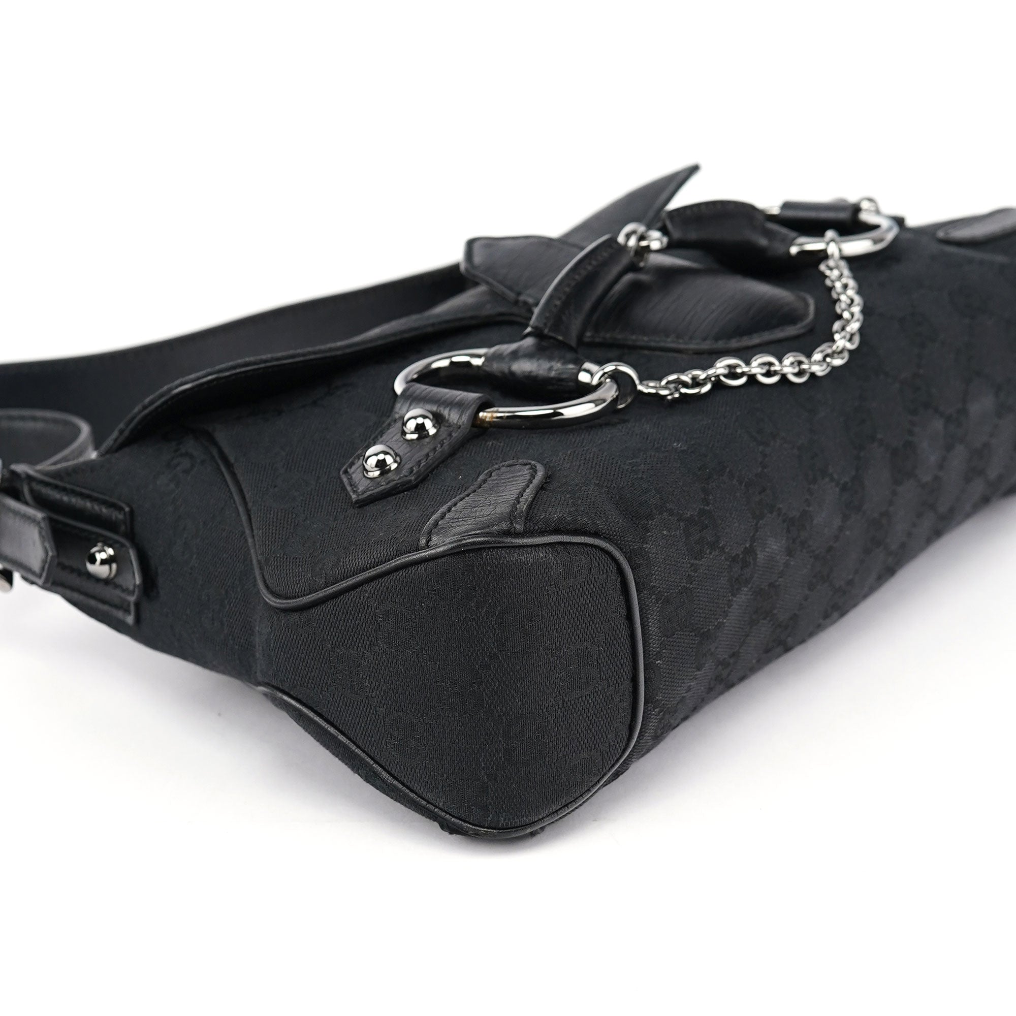 114915 Black GG Horsebit Shoulder Bag