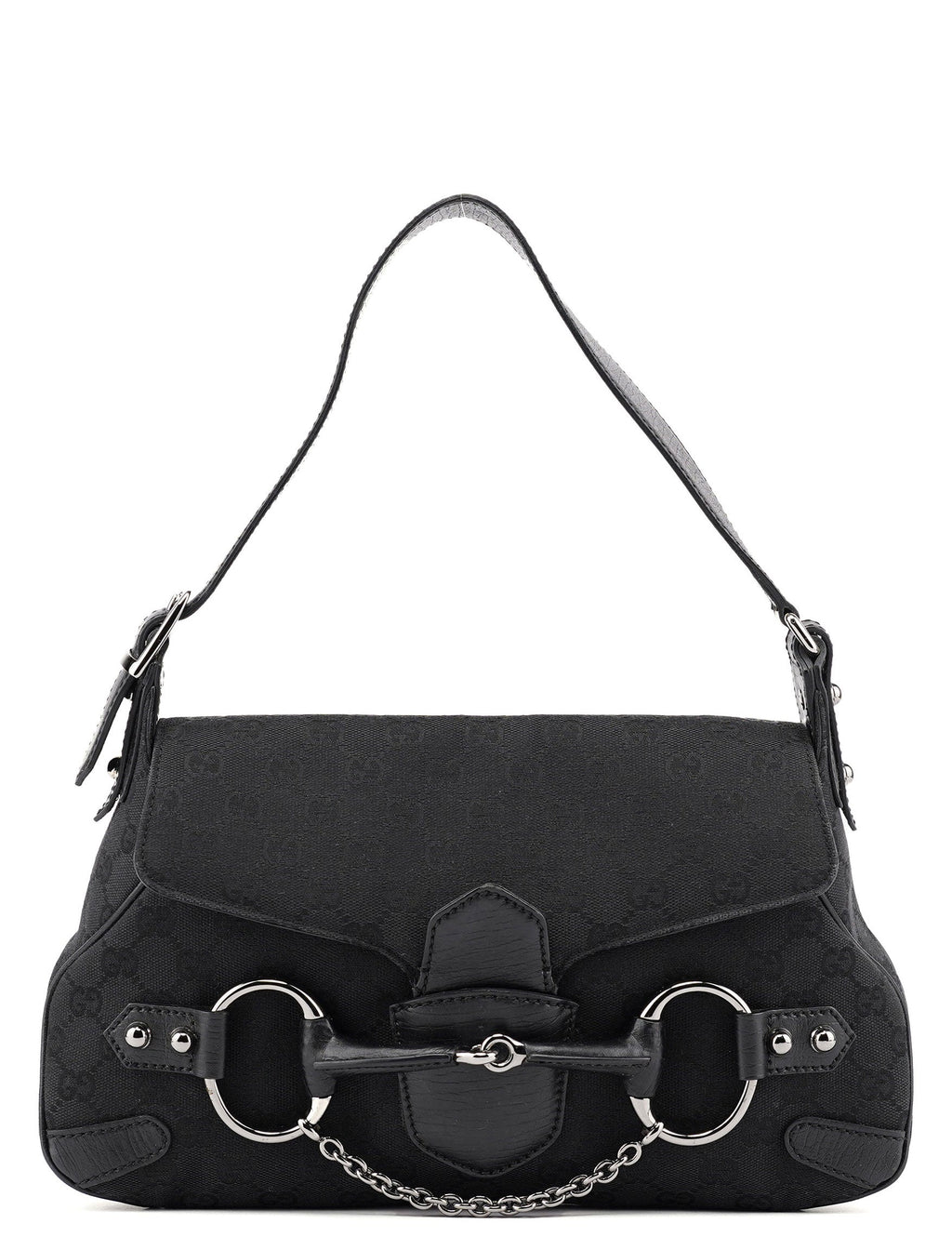 114915 Black GG Horsebit Shoulder Bag