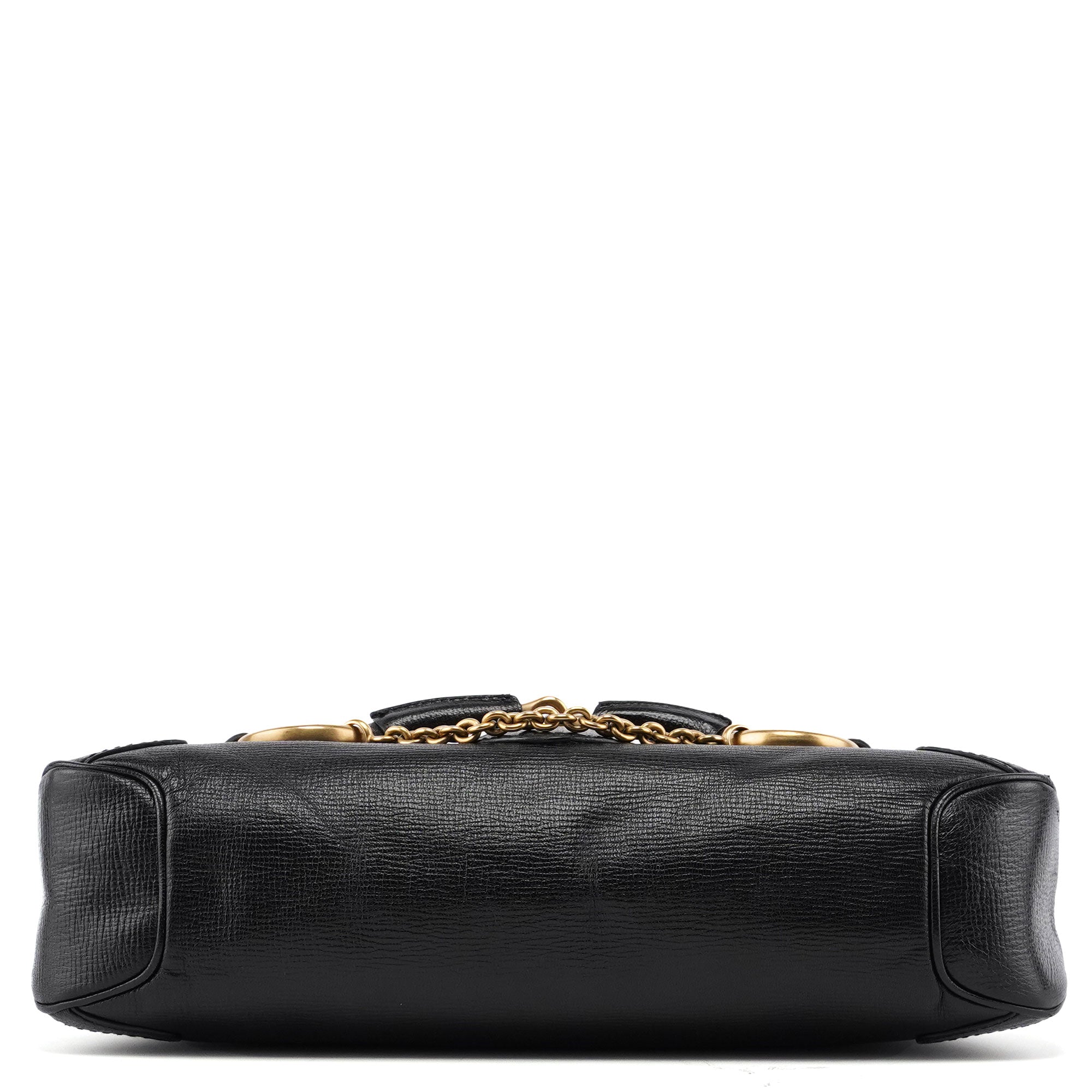 114915 Black Leather Horsebit Shoulder Bag