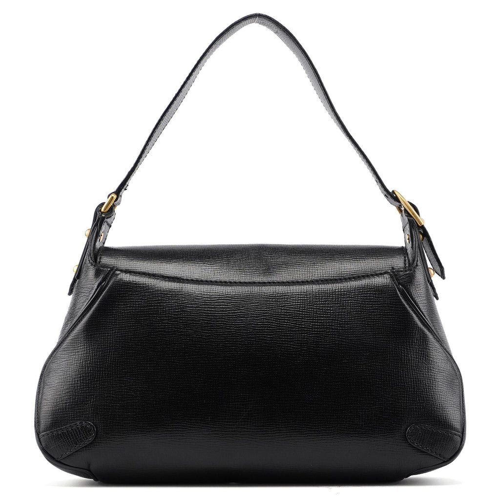114915 Black Leather Horsebit Shoulder Bag
