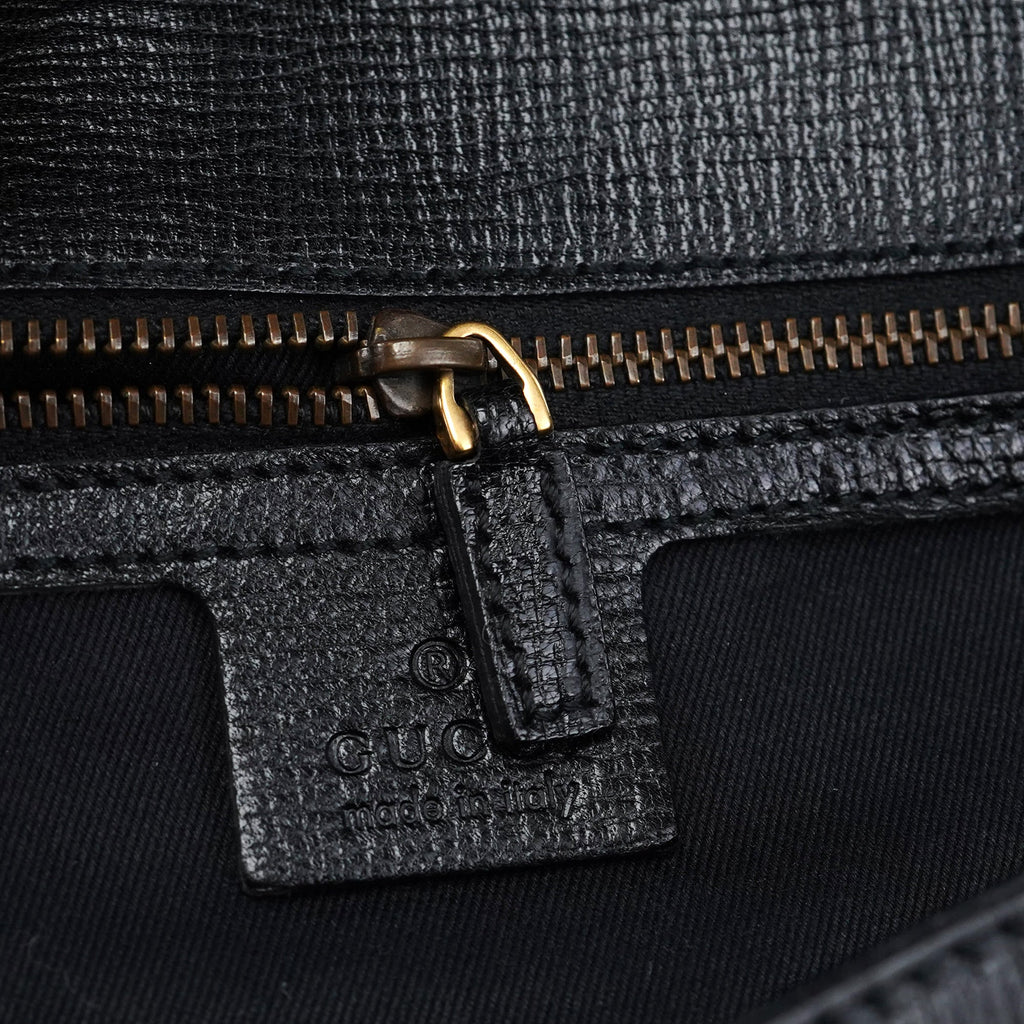 114915 Black Leather Horsebit Shoulder Bag