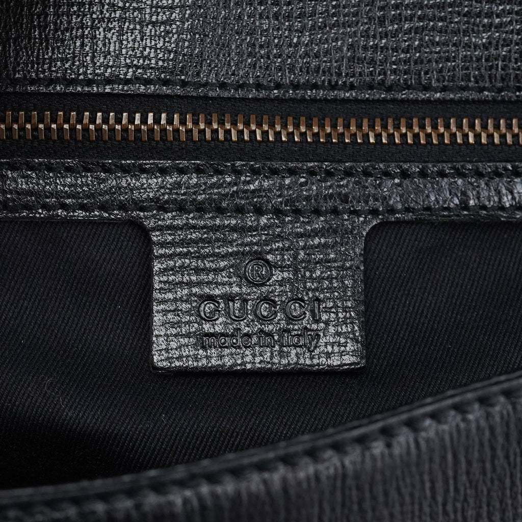 114915 Black Leather Horsebit Shoulder Bag
