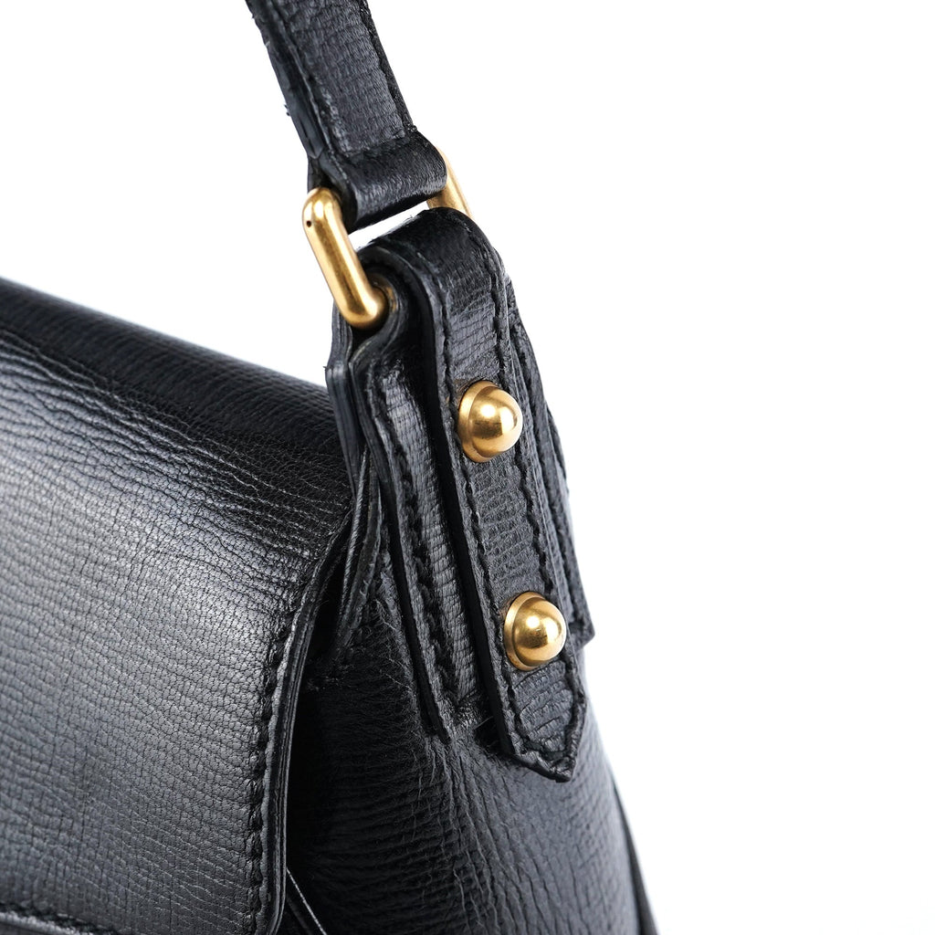 114915 Black Leather Horsebit Shoulder Bag