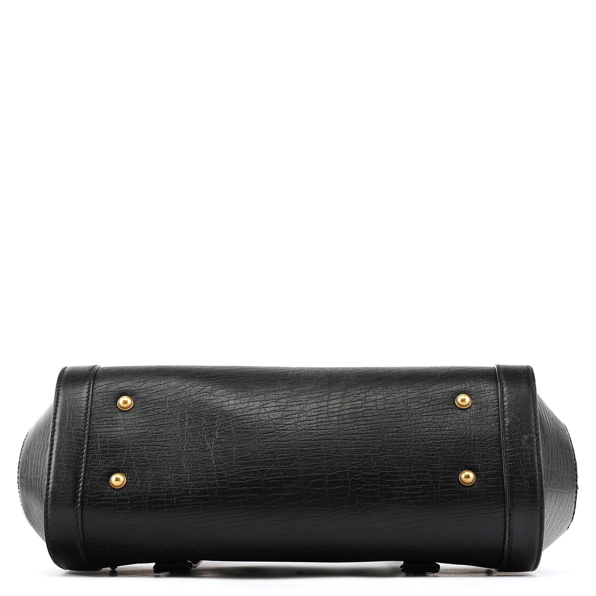 114993 Black Leather Bamboo Bullet Shoulder Bag