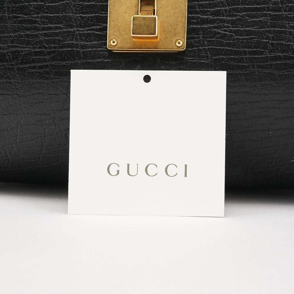 114993 Black Leather Bamboo Bullet Shoulder Bag