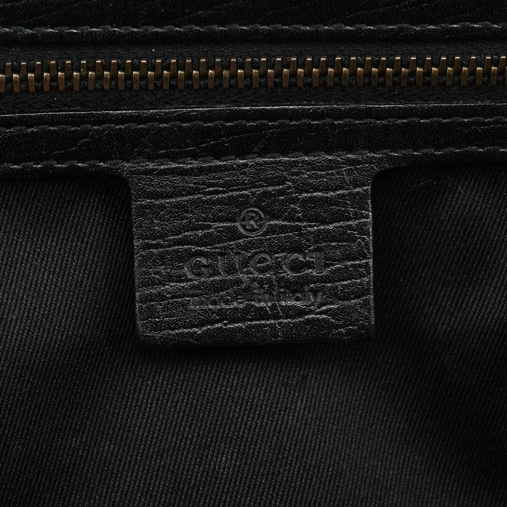 114993 Black Leather Bamboo Bullet Shoulder Bag