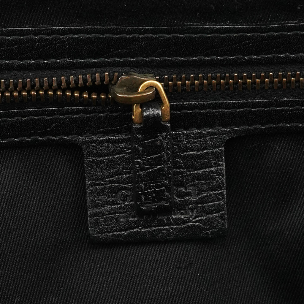 114993 Black Leather Bamboo Bullet Shoulder Bag