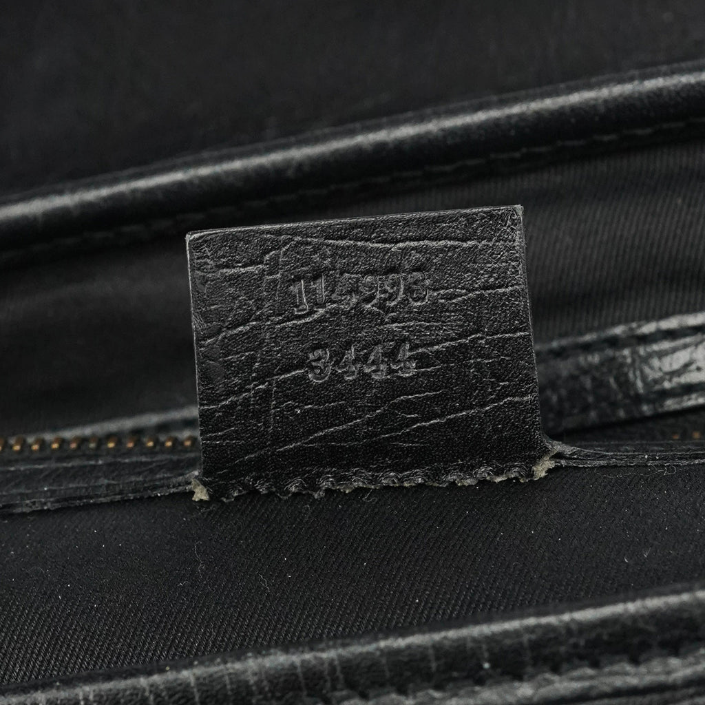 114993 Black Leather Bamboo Bullet Shoulder Bag
