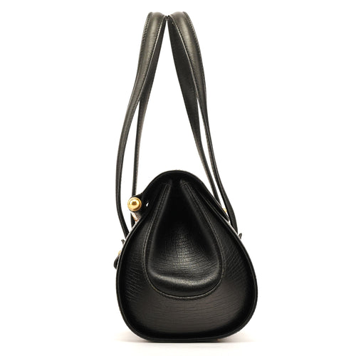 114993 Black Leather Bamboo Bullet Shoulder Bag
