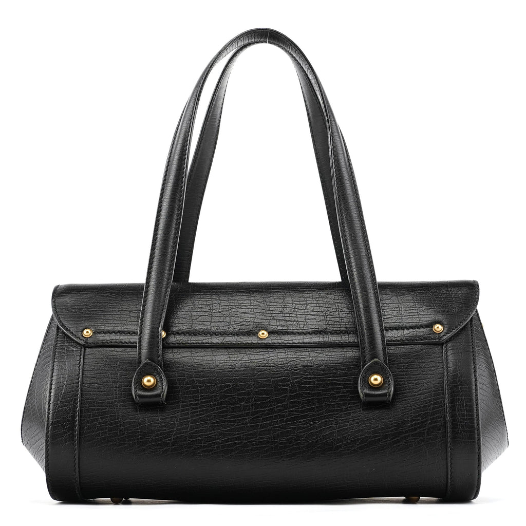 114993 Black Leather Bamboo Bullet Shoulder Bag