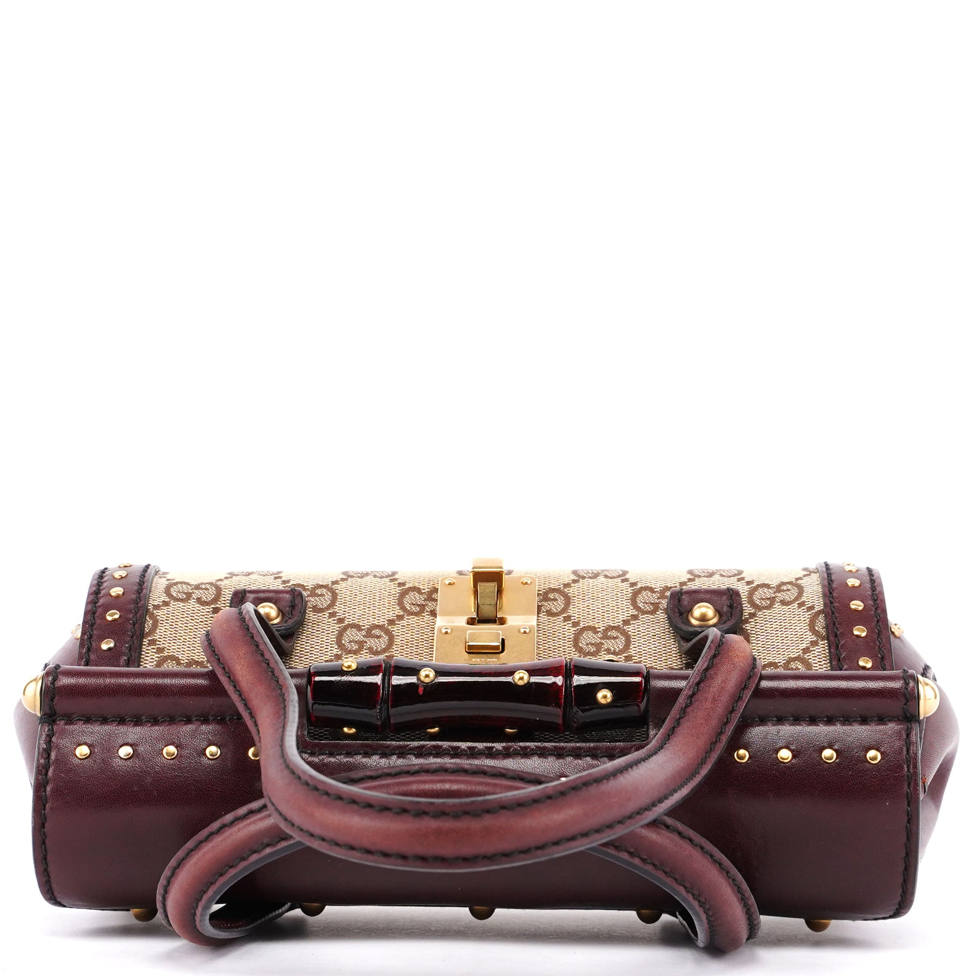 114994 Beige GG Burgundy Leather Studded Bag