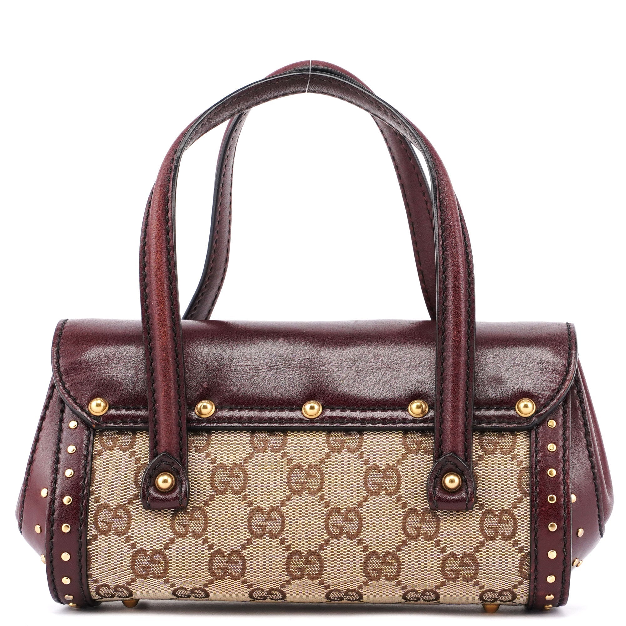 114994 Beige GG Burgundy Leather Studded Bag