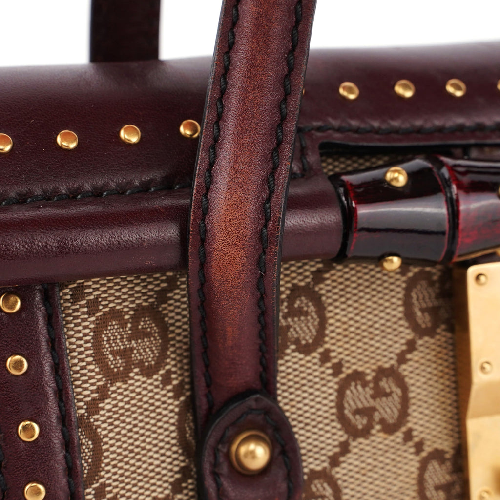 114994 Beige GG Burgundy Leather Studded Bag