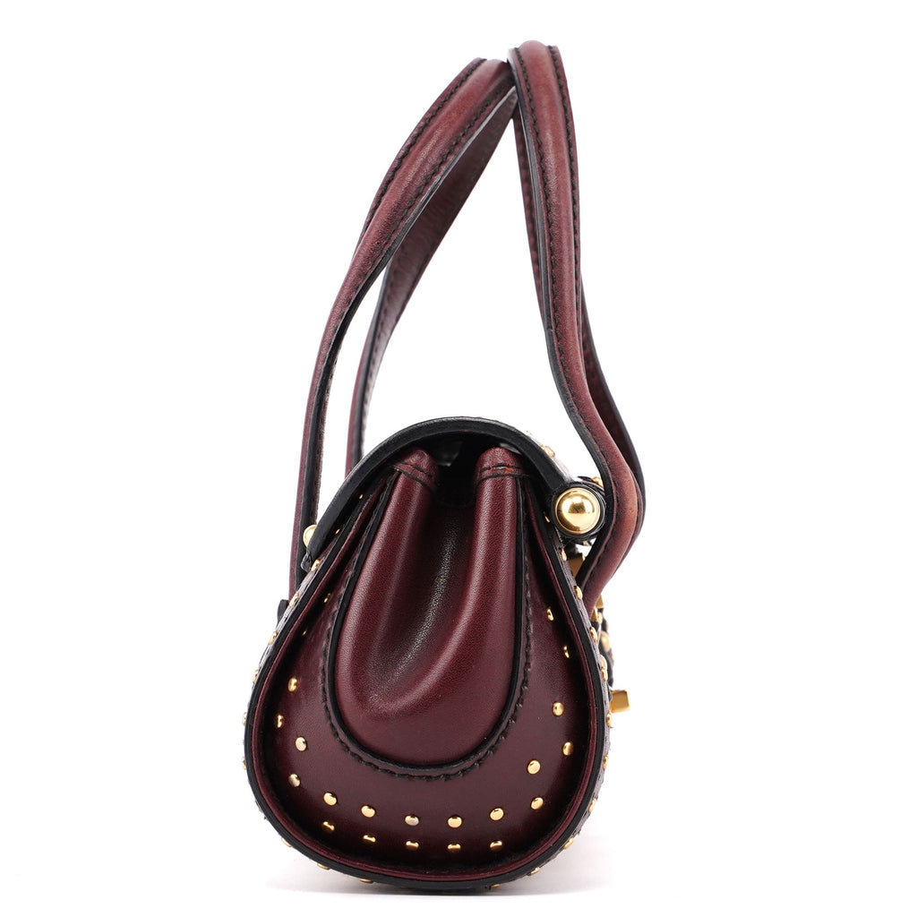114994 Beige GG Burgundy Leather Studded Bag