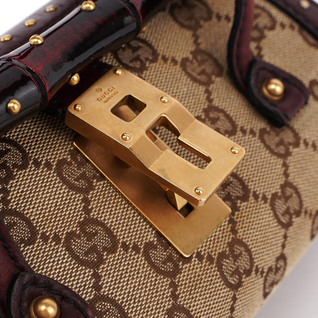 114994 Beige GG Burgundy Leather Studded Bag